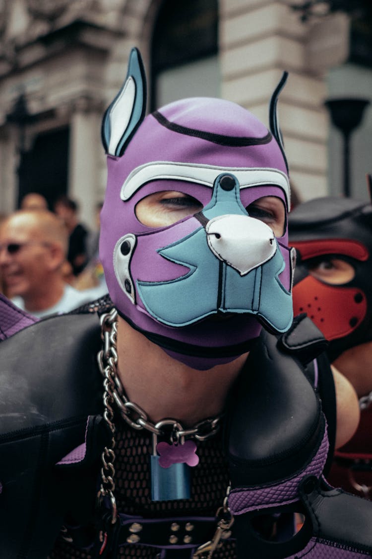 Man In Mask At Street Festival