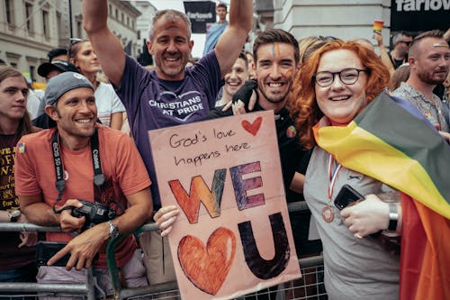 People Cheering on Pride Parade