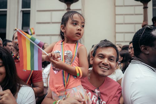 Man with Child at Rally