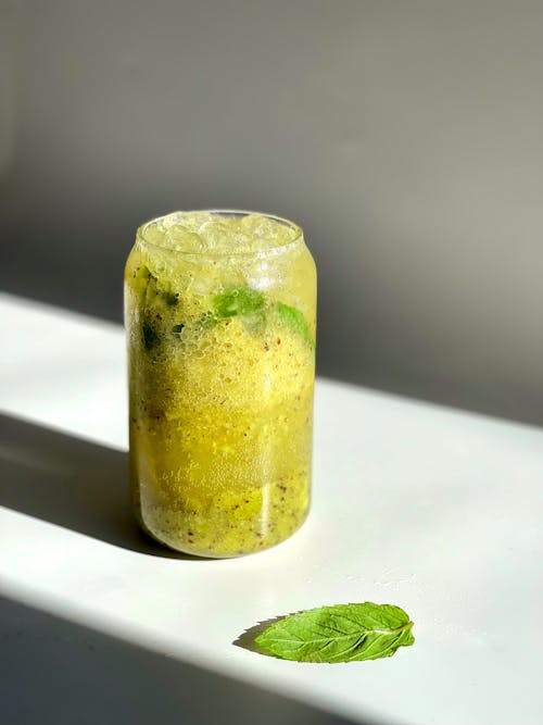 A Delicious Green Iced Beverage in a Glass