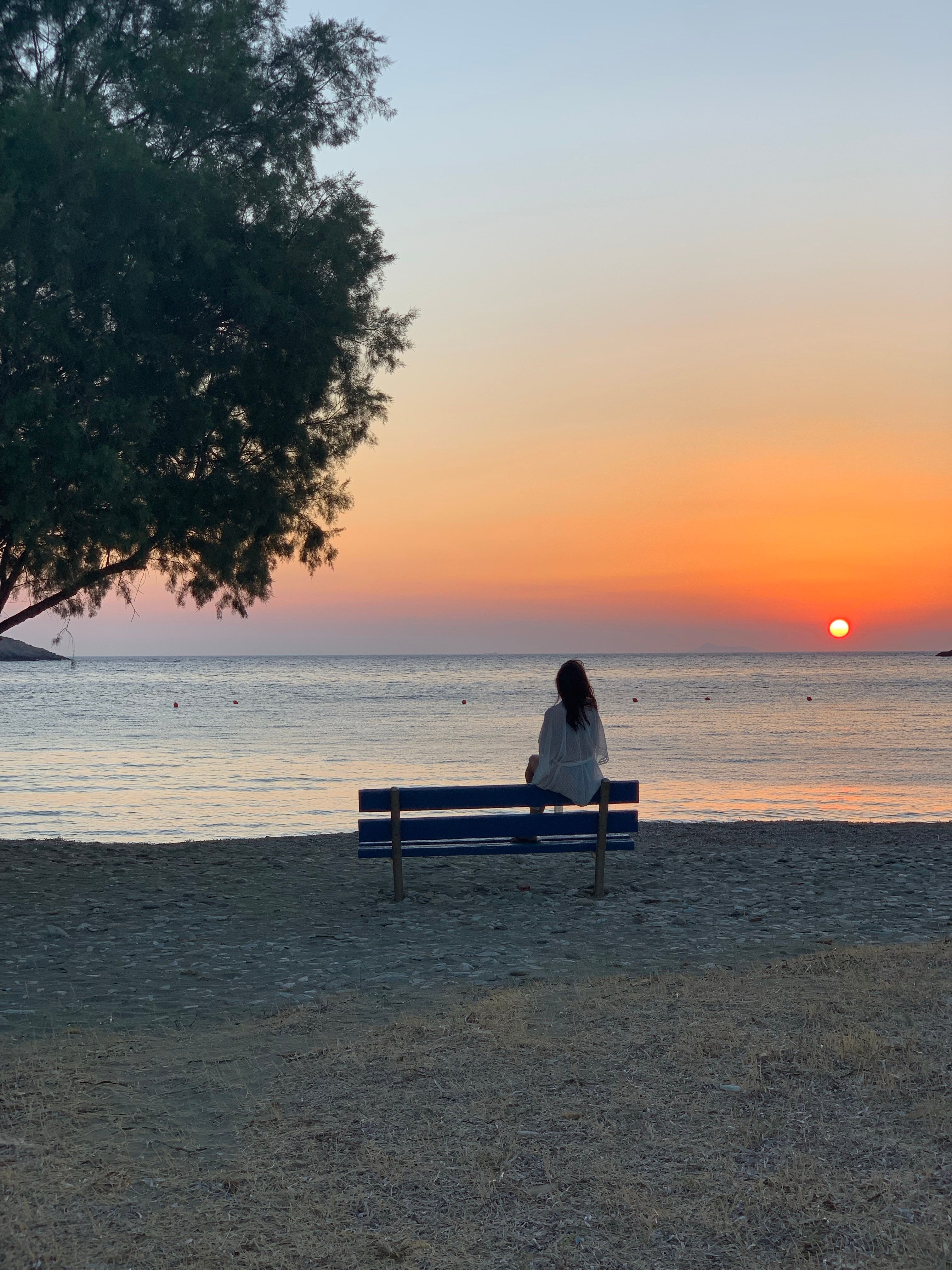A Woman Sitting on a Bench during Sunset · Free Stock Photo