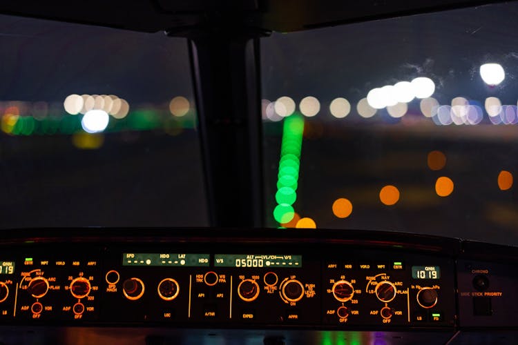 Illuminated Top Of A Plane Dashboard 