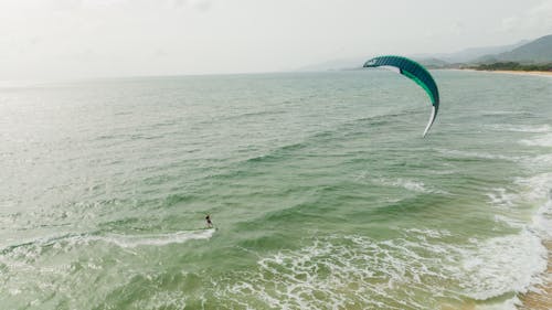Kite Surfing on Seashore