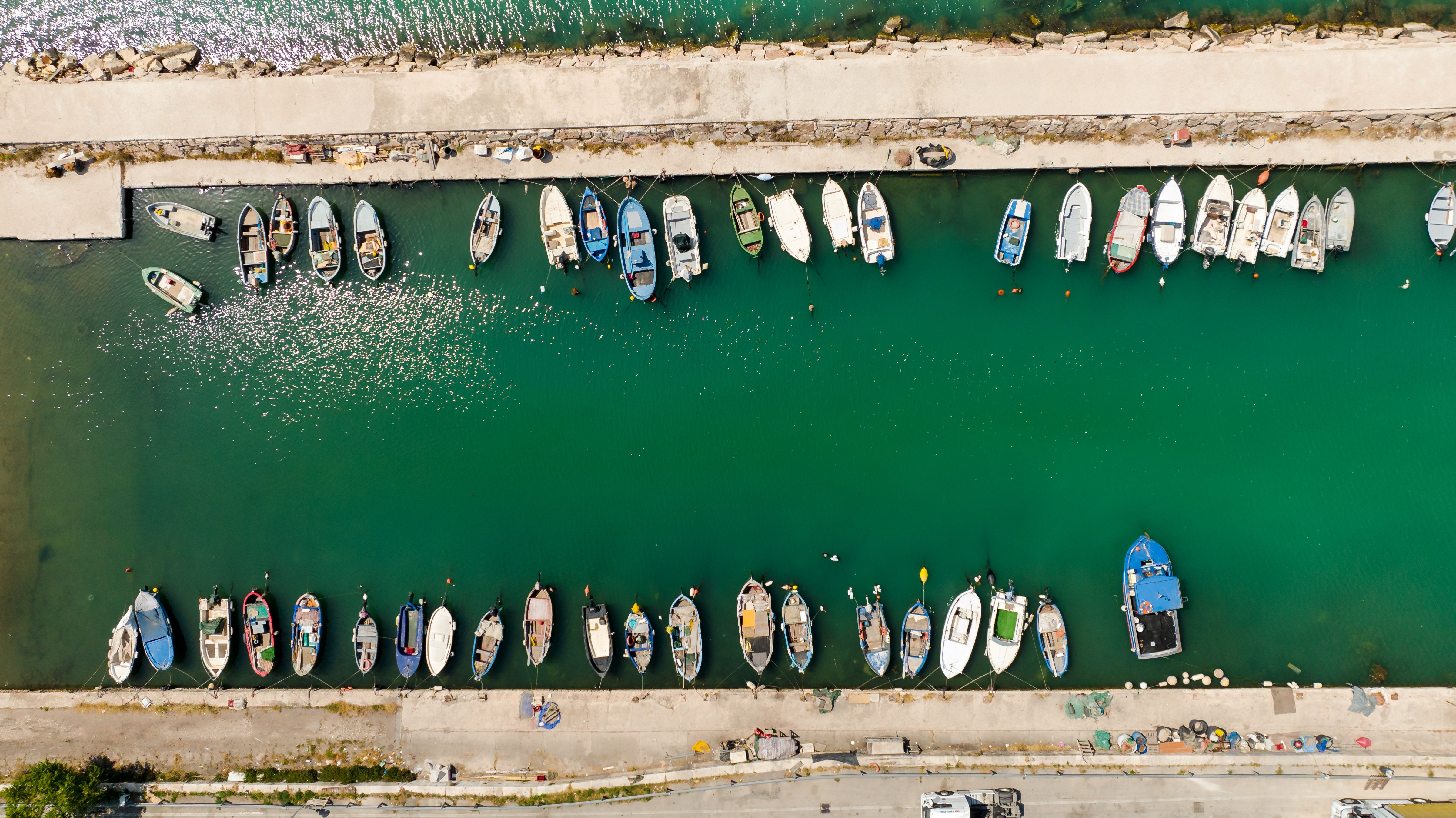 Boats in Harbor in Birds Eye View · Free Stock Photo