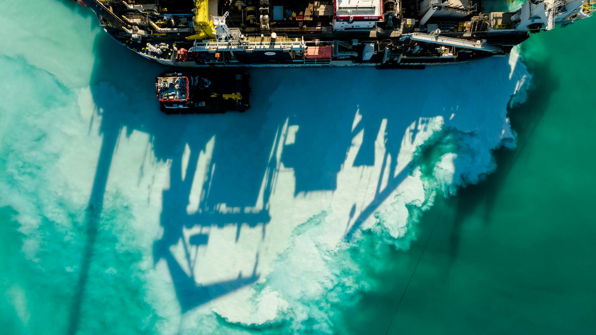Top View of a Ship on a Sea