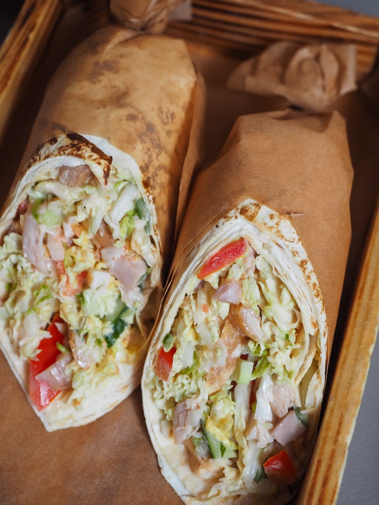 Tortillas With Chicken, Lettuce And Vegetables