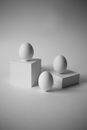 White Eggs on White Square Boxes