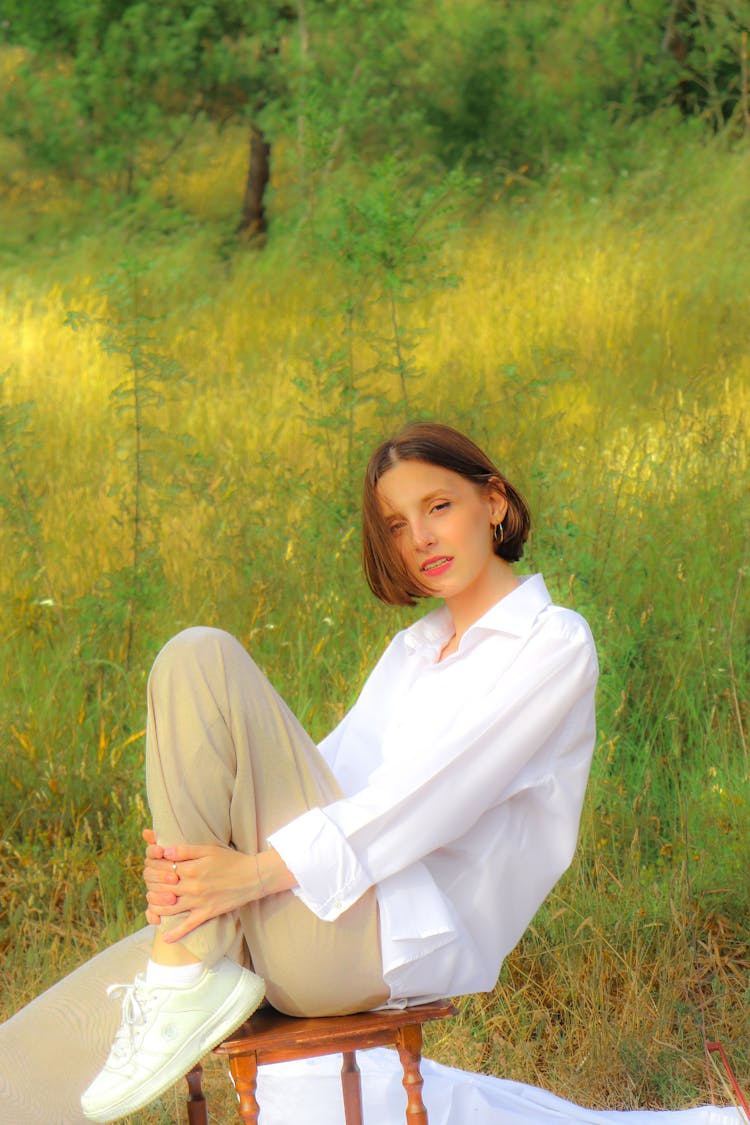 Woman In Shirt Posing