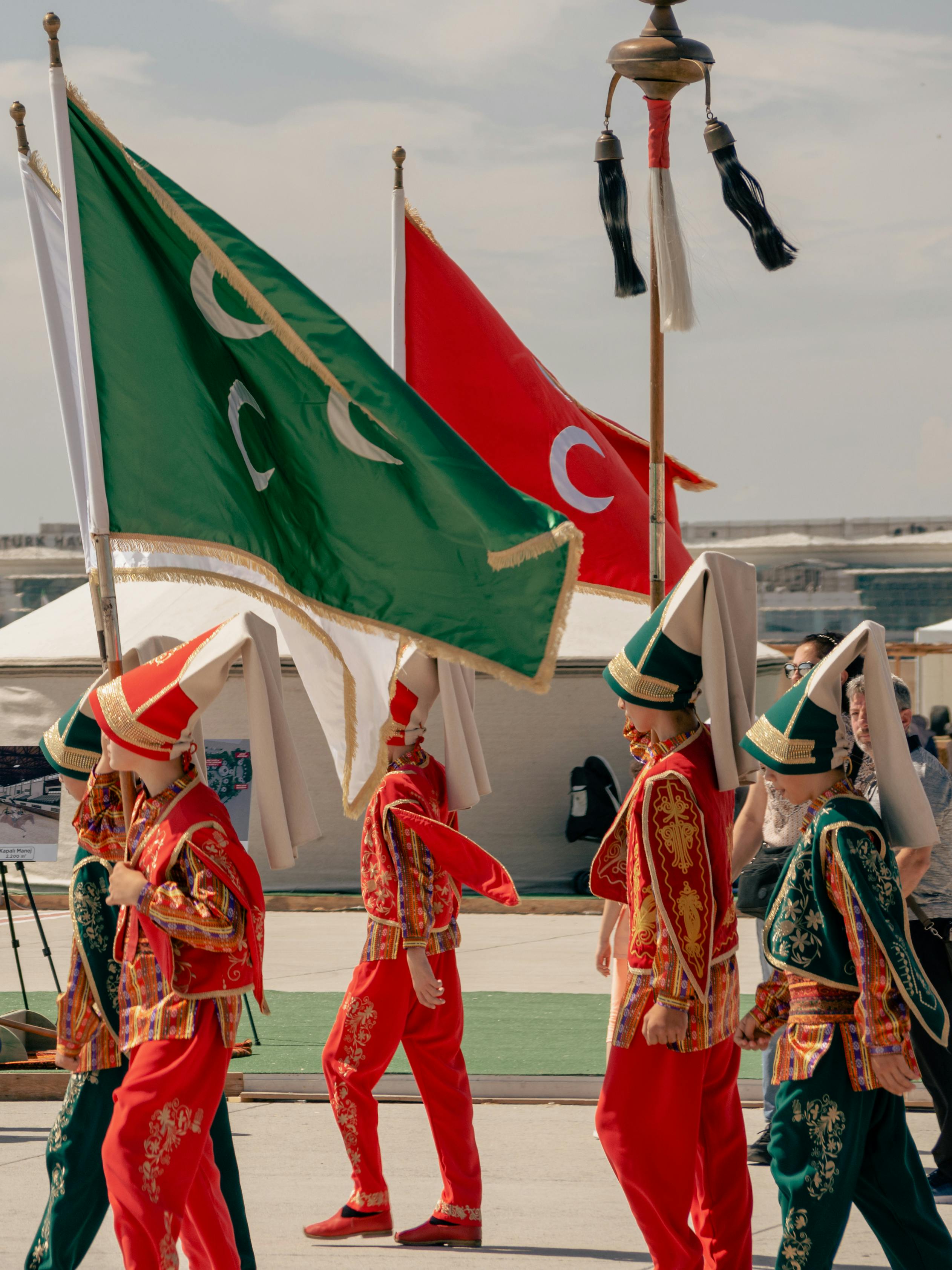 Ottoman Military Band Marching with Flags · Free Stock Photo