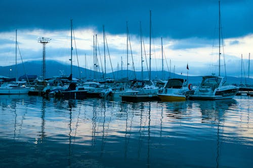 Moored Motorboats on Coast