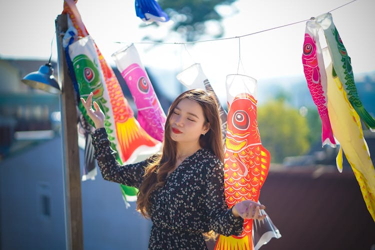 Woman With Colorful Balloons