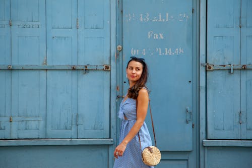 Free stock photo of blue dress, brunette, people