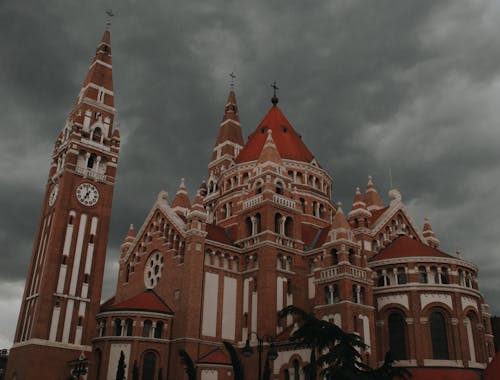 Low Angle Shot of the Votive Church, Szeged, Hungary 