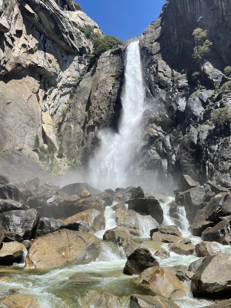 Lower Part Of The Yosemite Falls In California 