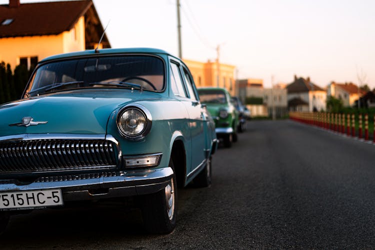 A Parked Blue Gaz M21 Volga