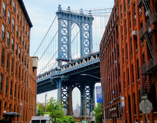 Manhattan Bridge View from Dumbo, Brooklyn, New York City, New York, USA