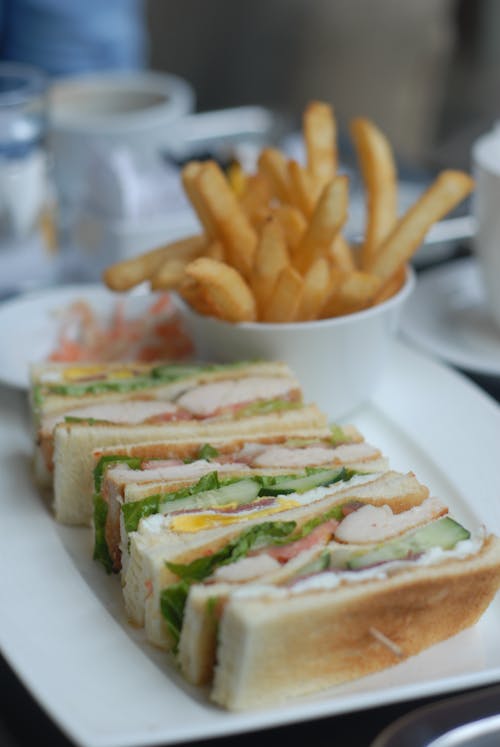Club Sandwich with Bowl of Fries