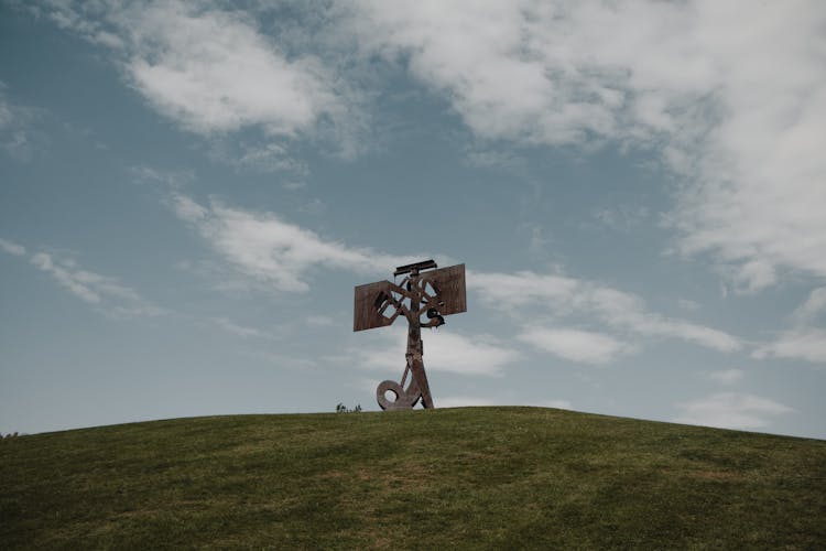 Abstract Sculpture Atop Hill