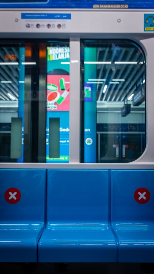 Train Seat with Physical Distance Mark