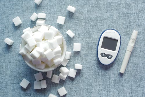 각설탕, 글루코 미터, 당뇨병의 무료 스톡 사진