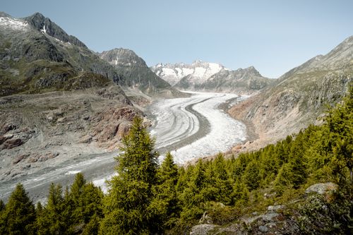 Free Breathtaking view of Aletsch Glacier surrounded by alpine landscape in Switzerland. Stock Photo