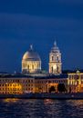 Architecture with Cupola Illuminated and Dark Blue Sky