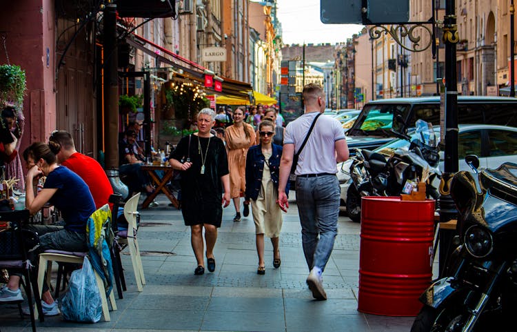 Crowded Street In Italian Town