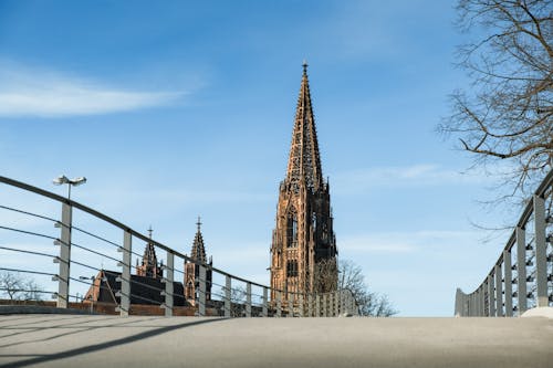 Foto stok gratis bangunan terkenal, freiburger munster, Katedral