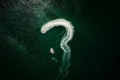 Top View of Motorboats on a Sea 