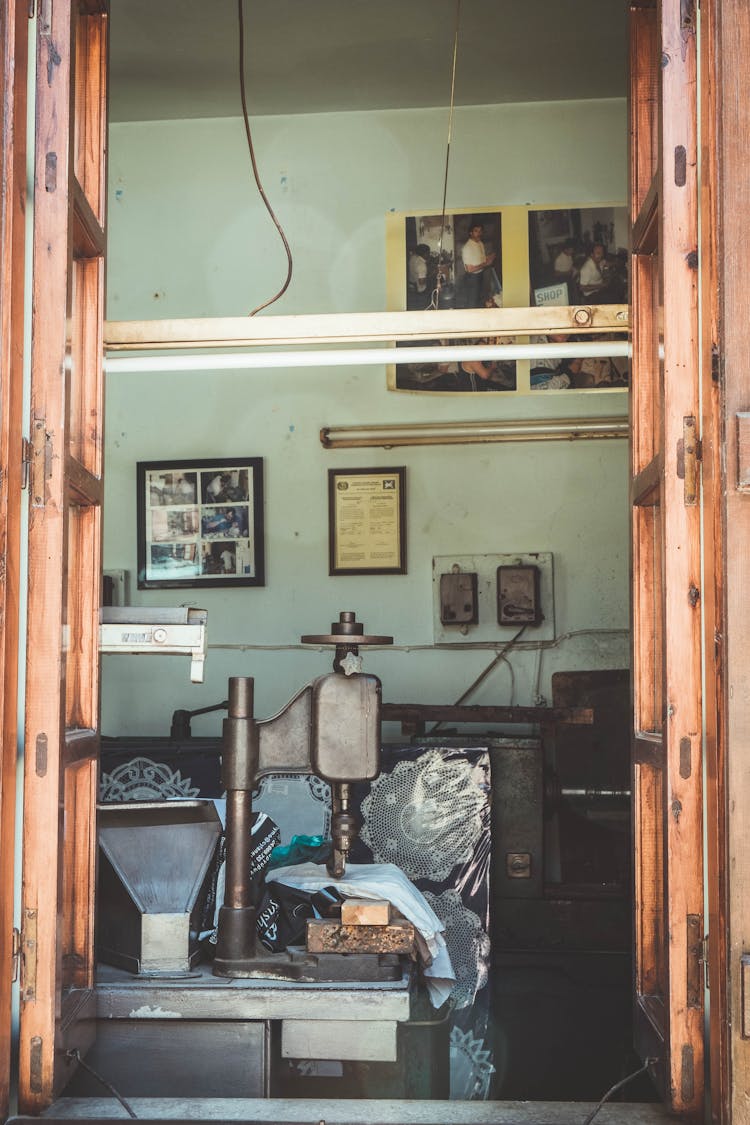 Heavy Machinery Inside A Shop