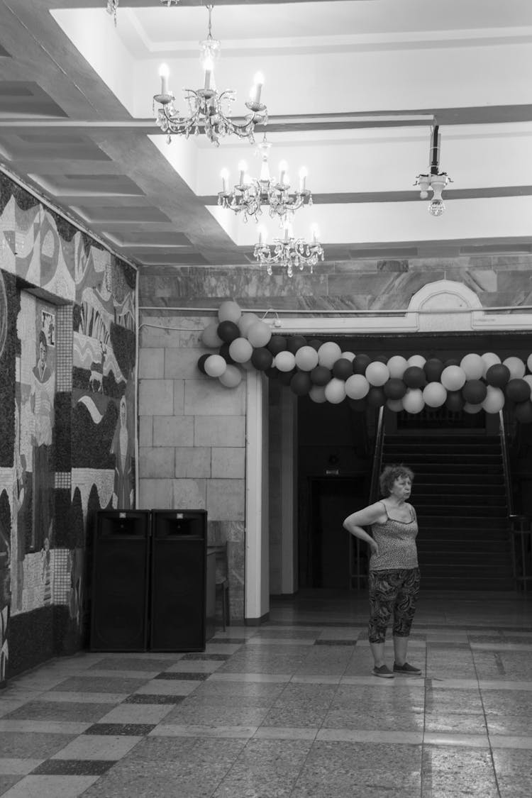 Interior With Chandeliers And Balloons