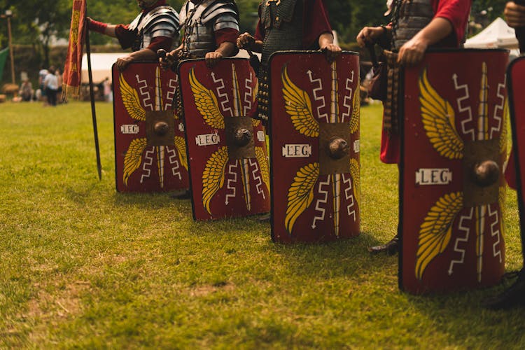 Roman Legionaries With Shields