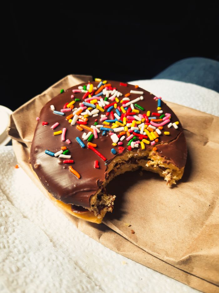 Chocolate donut with sprinkles