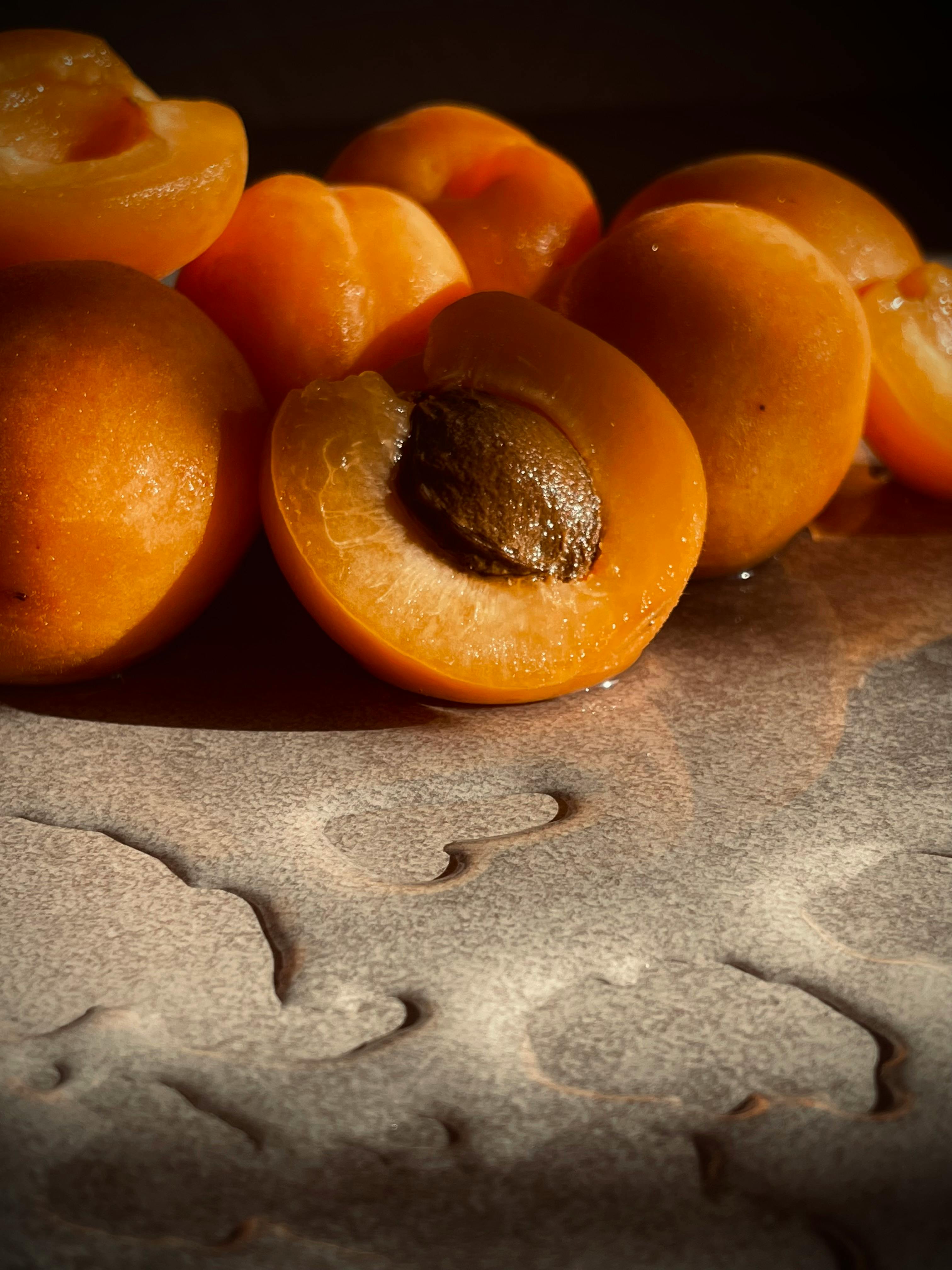 close up shot of sliced apricots