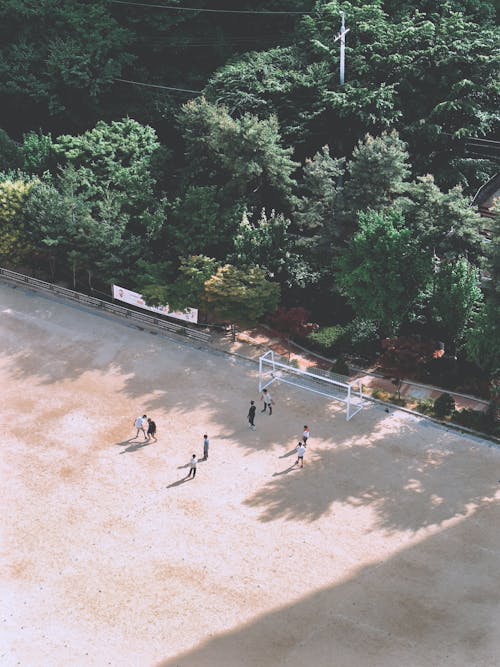 Drone Shot of People Playing Soccer