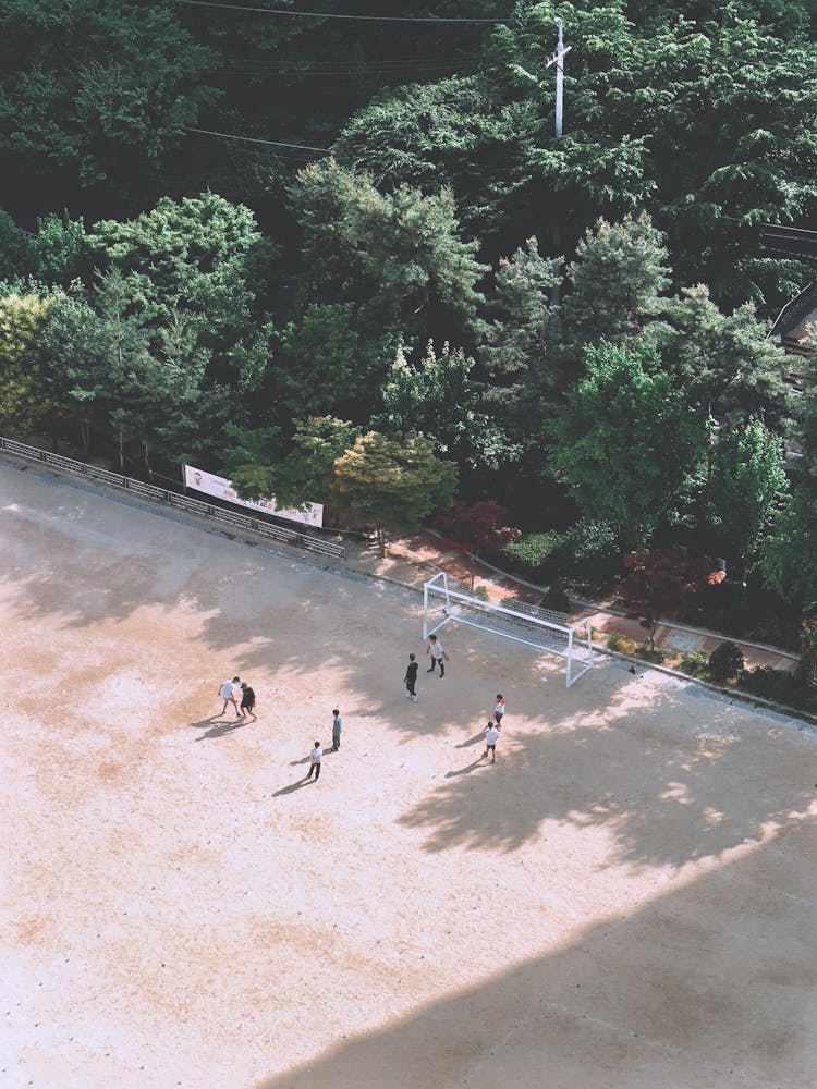 Drone Shot Of People Playing Soccer