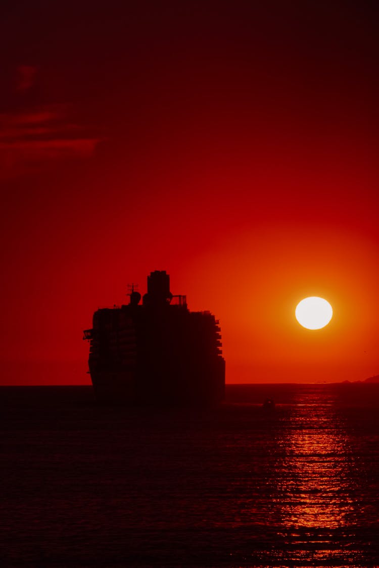 Ship Silhouette During Sunset