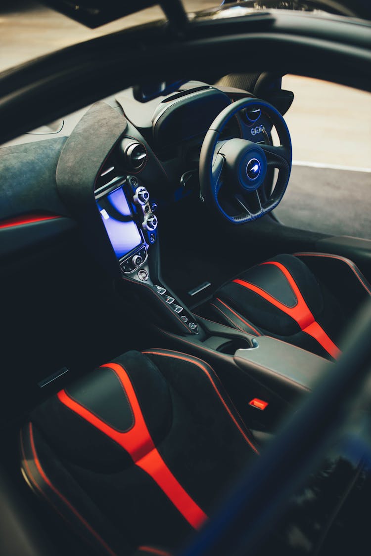 Black Interior Of A Sportscar