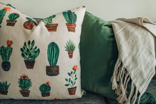 Free White, Green, and Brown Throw Pillow Stock Photo