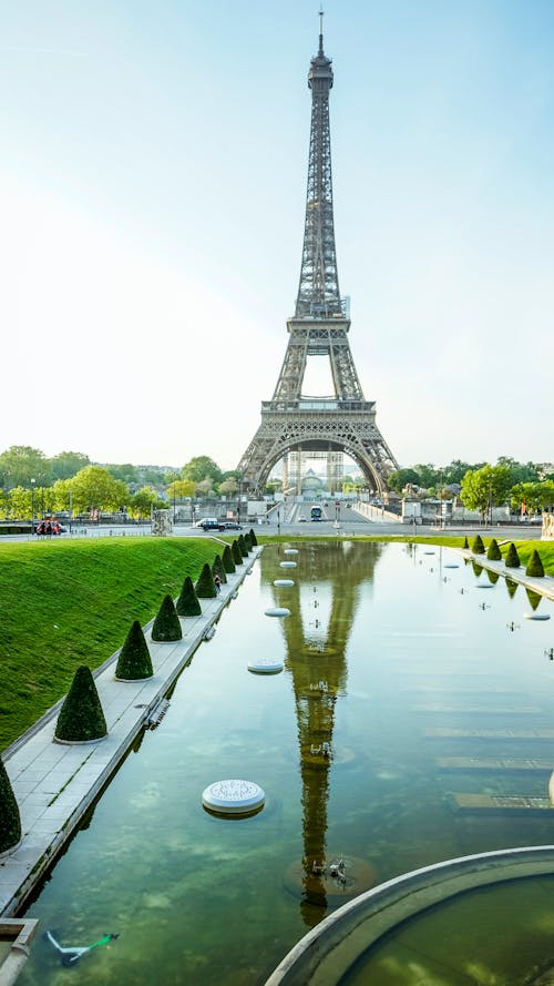 Eiffel Tower in Paris France Under Blue Sky