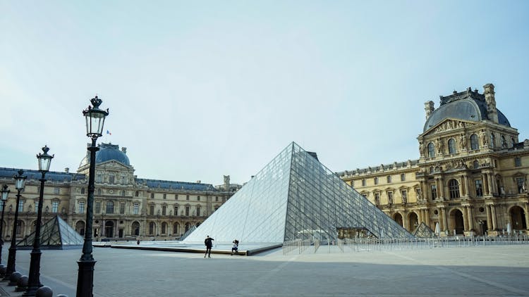 The Pyramid Of Louvre On The Museum Square