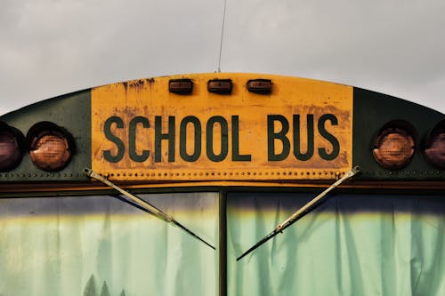 Základová fotografie zdarma na téma čelní sklo, detail, školní autobus