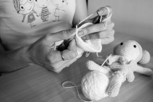 Close up of a Person Knitting