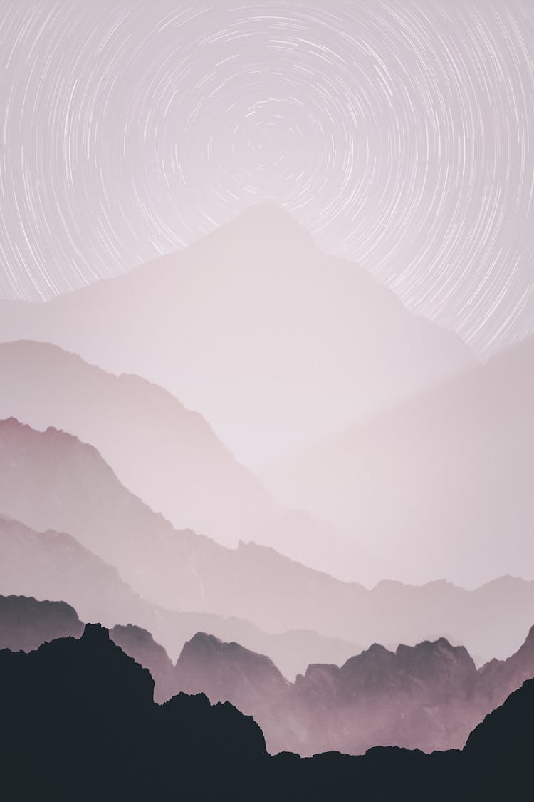 Mountains In Black And Grey Colour Gradient