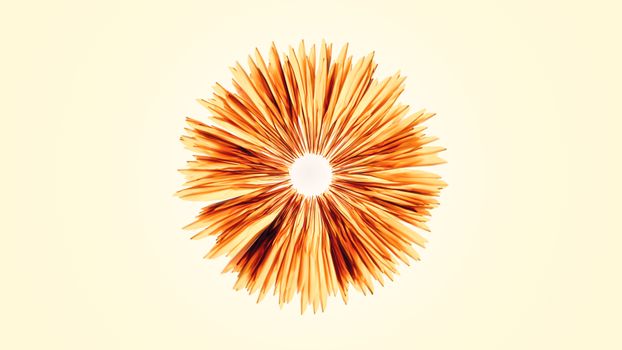 Vibrant abstract flower design in warm tones with a yellow background, showcasing digital art creativity.