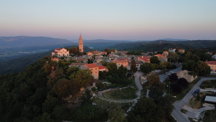 An Aerial Shot Of Pićan In Istria