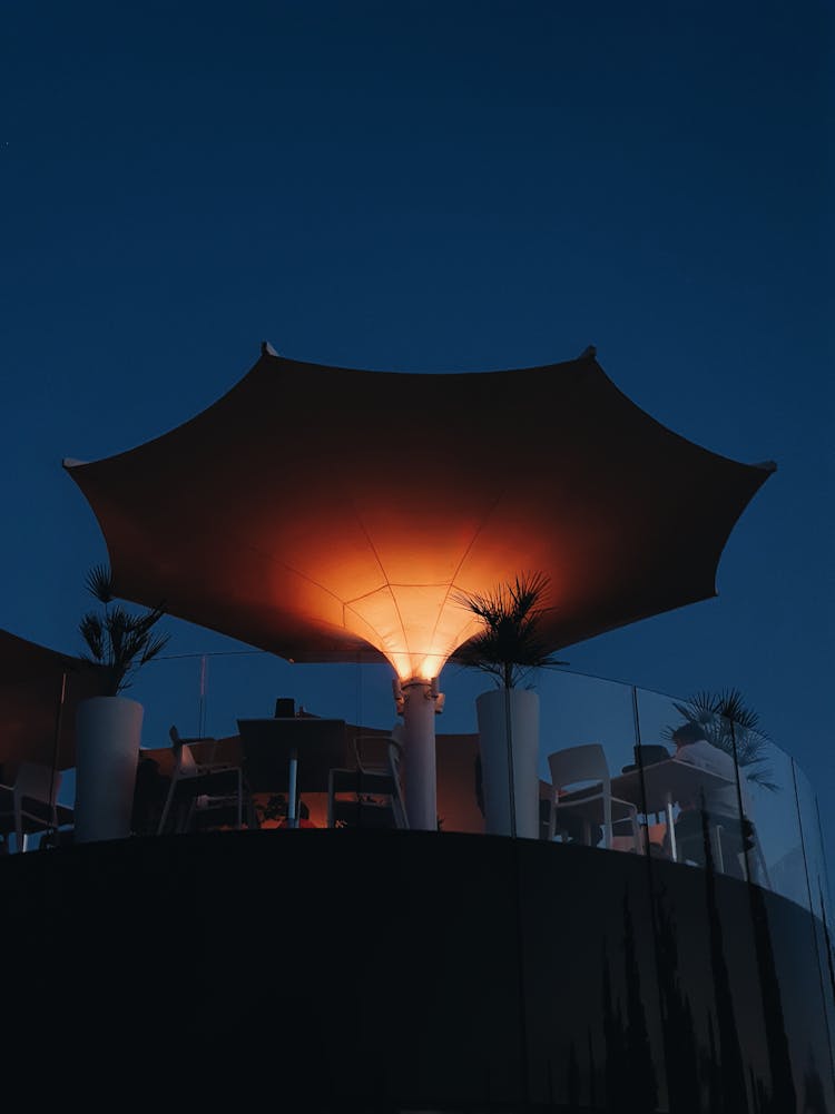 Restaurant Outdoor Terrace Against Evening Sky