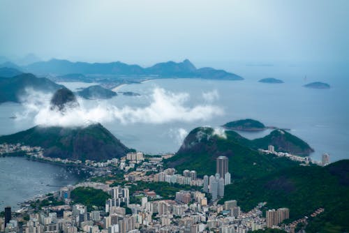 Free Aerial View Of Rio De Janeiro Brazil In Clouds Stock Photo