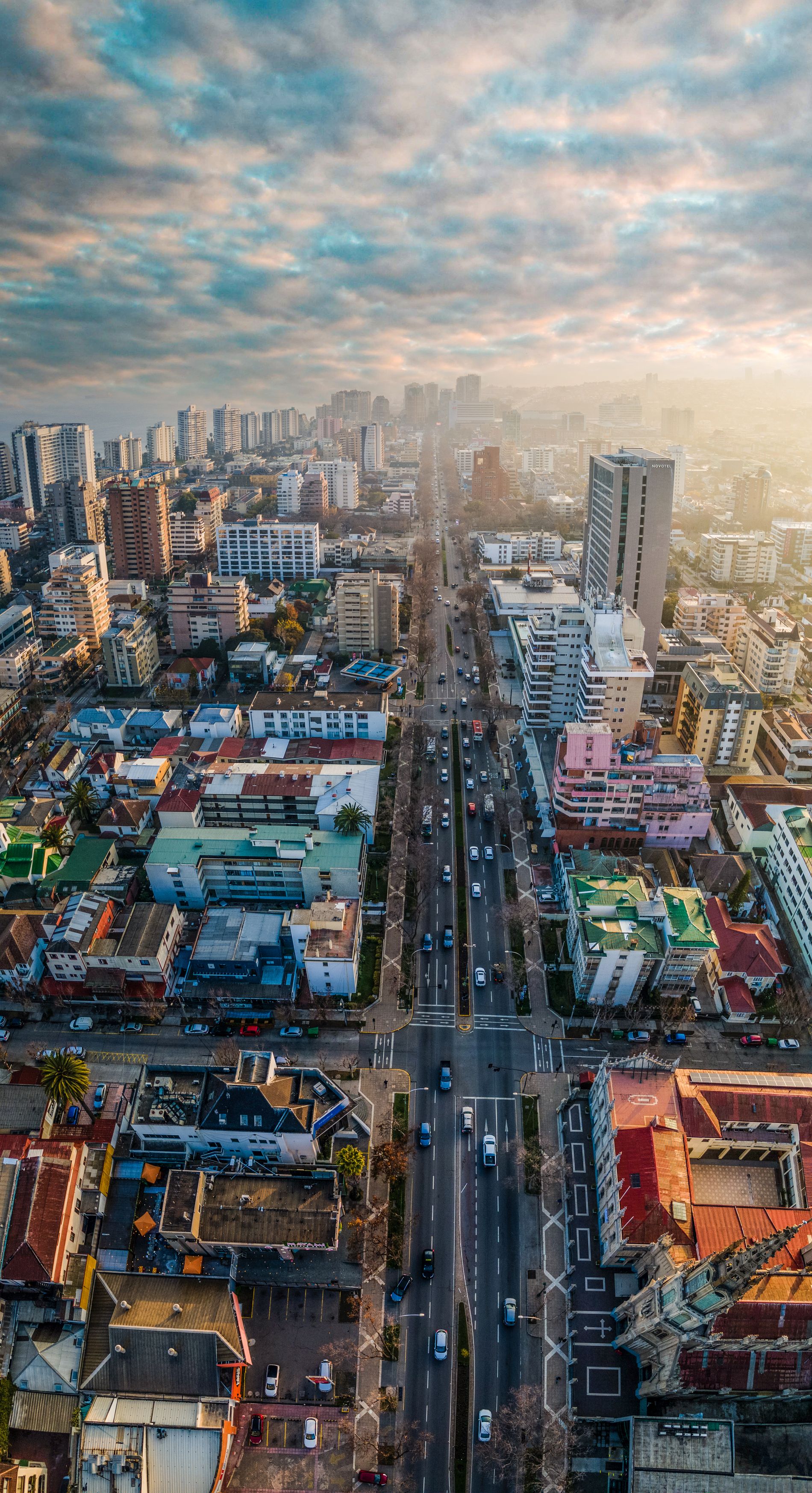 Aerial view of Valparaiso at dawn