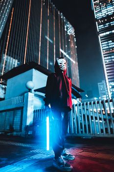 Futuristisches Nacht & Neon – Friedliches Cyberpunk-Motiv
